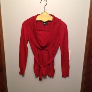 AB Studio❤️Women's Sz M Red Sparkly Sweater